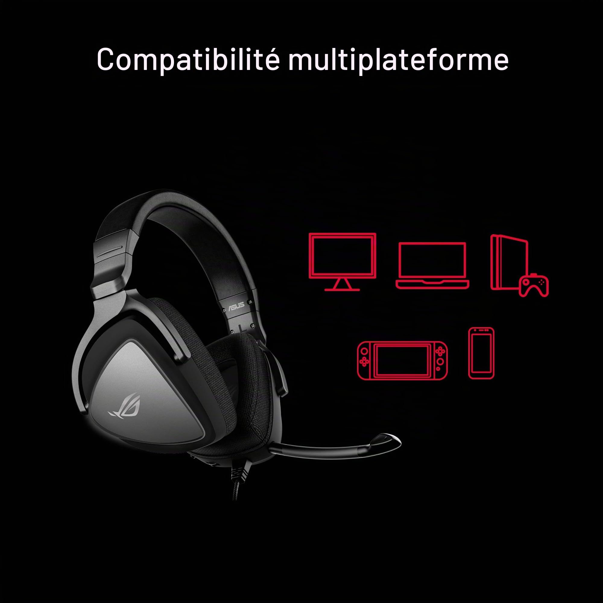 ASUS ROG Delta Core - Casque Gaming avec Un Son immersif pour Vos Jeux - Confort Optimal - Compatible avec Les PC, PS4, Xbox One, Nintendo Switch et appareils Mobiles