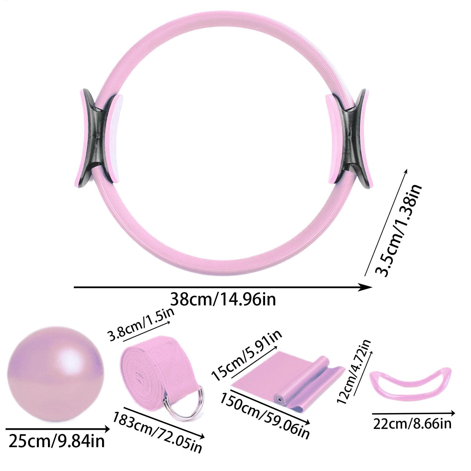 Generico Kit Pilates Completo X Casa For Women, Pilates Ring Yoga Ball Resistance Bands - Set Di Attrezzature Da Allenamento 5x