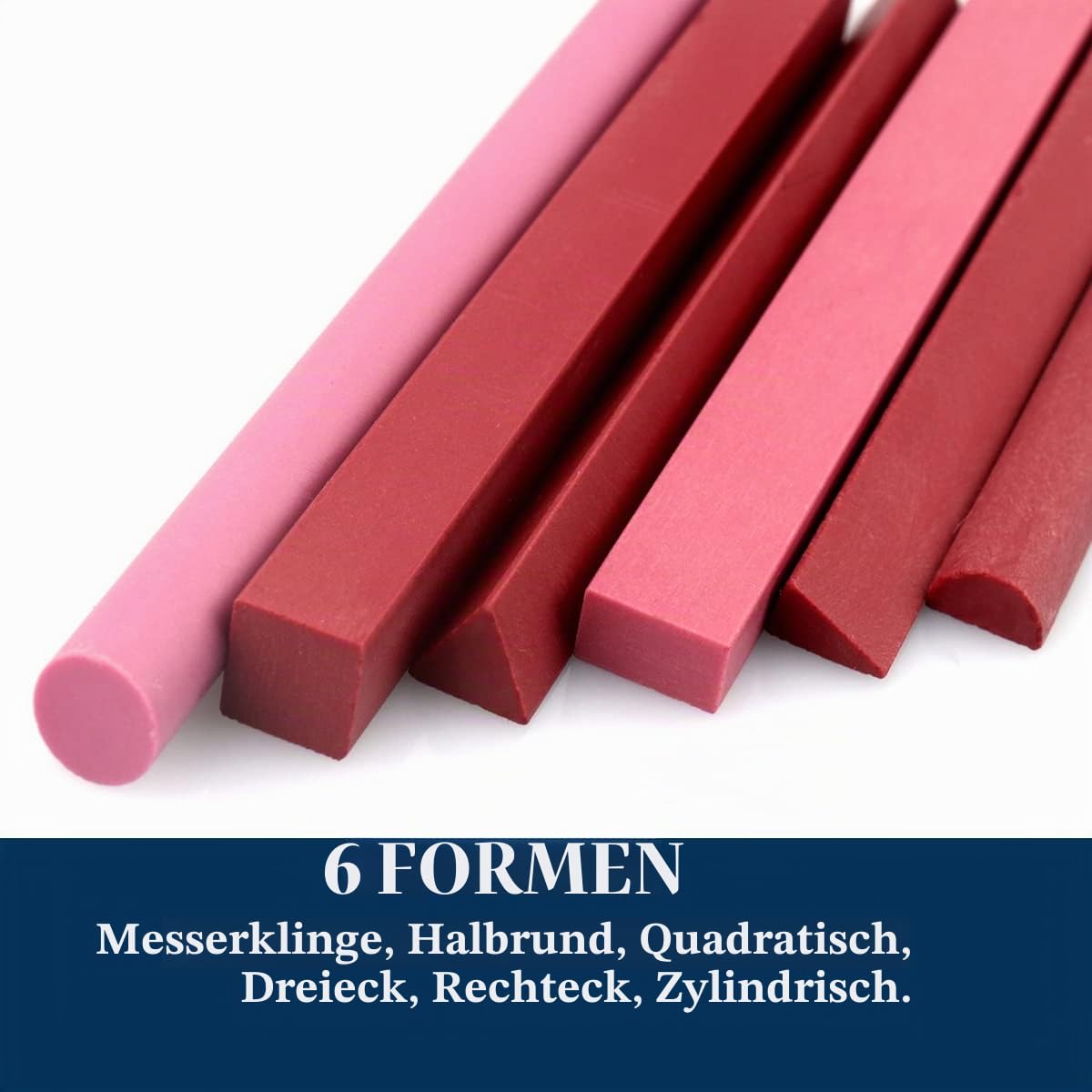 Schärfstein Set, 6pcs 3000# Rubin Wetzstein-Set Kleiner feiner Wetzstein zum Schärfen von Meißel, Messer und Klingenwerkzeugen, verschiedene Formen [Länge:100mm(3.94Inch)]
