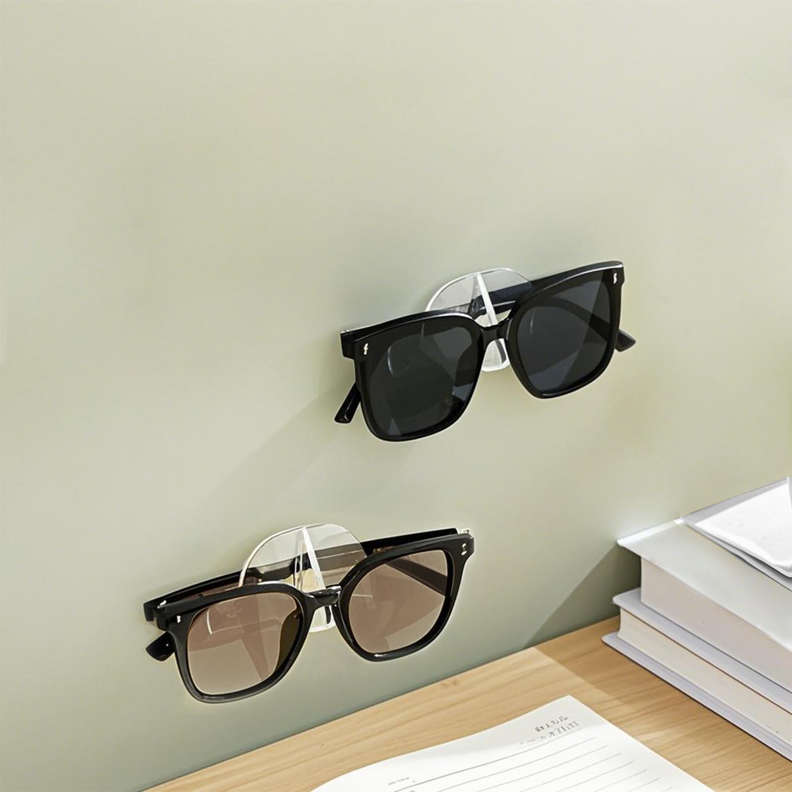 Dexprosy 6Pcs Wall Mounted Eyeglass Holder – Clear Sunglasses Storage Rack, Self Adhesive Glasses Organizer for Home Office and Store – for Men Women