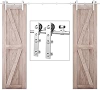 Vista 114 de TSMST Kit de herrajes para puerta corrediza de granero de 6 pies, riel de acero inoxidable de servicio pesado resistente con montaje superior