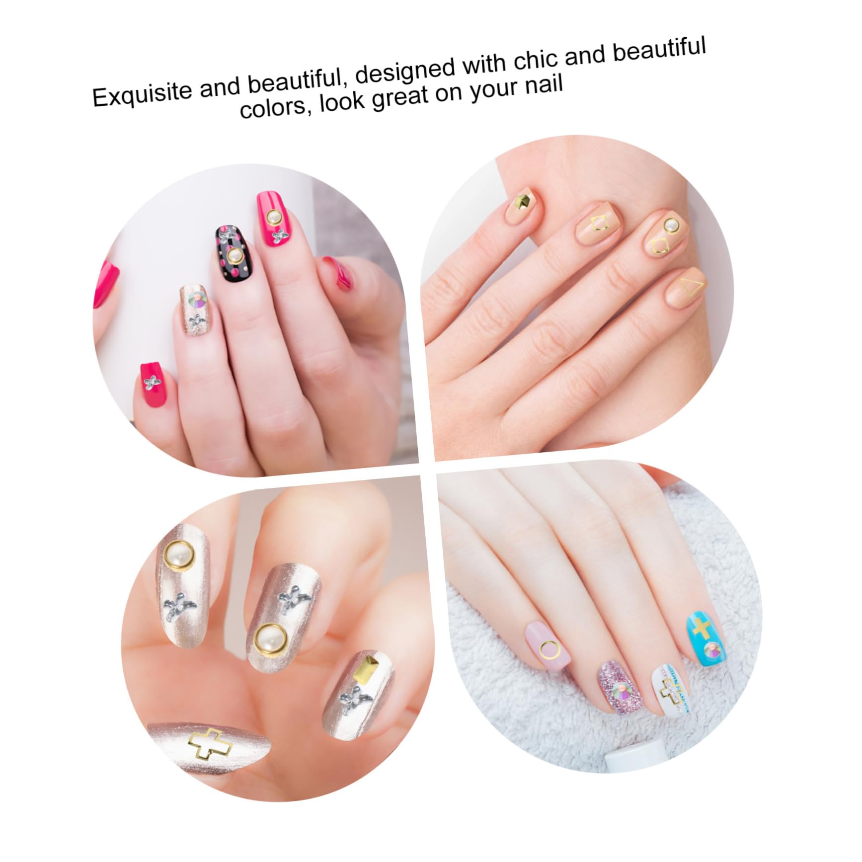 Healeved Decoración De Uñas Brillantes Kit De Accesorios De Manicura Estilos De Rivet Nail Art Para Acabado Elegante y Atractivo