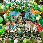 Dinosaur Birthday Party Decorations Kit for Boys - Dino Party Supplies with Tablecloth, Banner, Backdrop, Cake Topper, Balloons & Stickers for Kids - Image 4