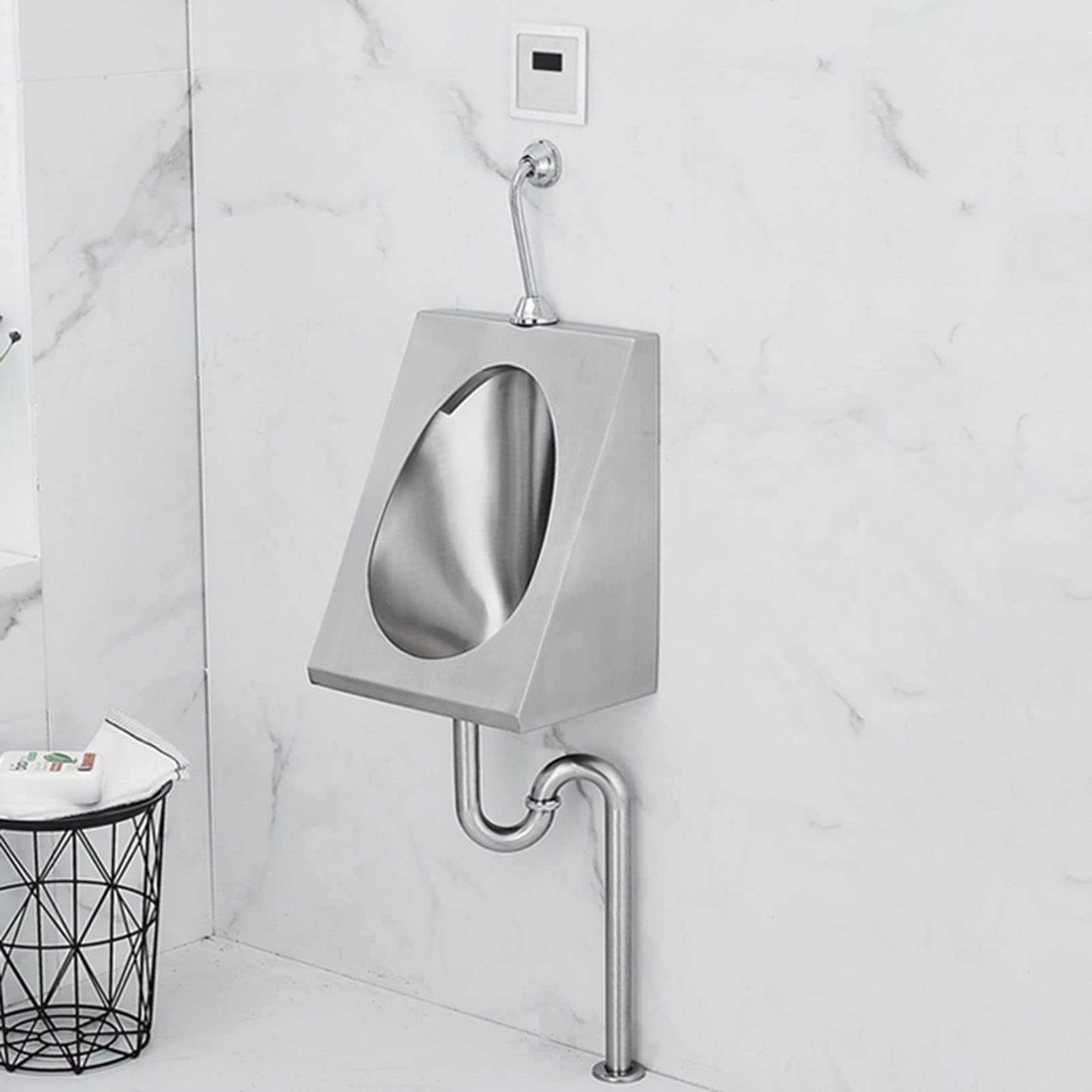 Wzzqzr Set 3 Wall Hung Urinal 304 Stainless Steel Commercial Residential Use Bathroom Toilet Urinal(Set 3)