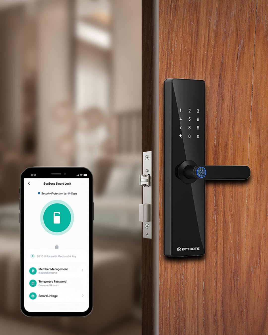 BytBots Nova Smart Door Lock | 6-Way Unlock — Fingerprint, PIN
