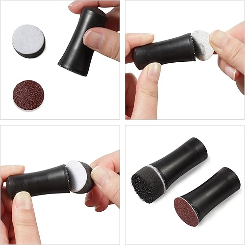 Miniatura 4 de SPEEDWOX Paquete de 3 bloques de lijado de mano de 1 pulgada, mini almohadilla de lijado de gancho y bucle, placa de respaldo de gancho para