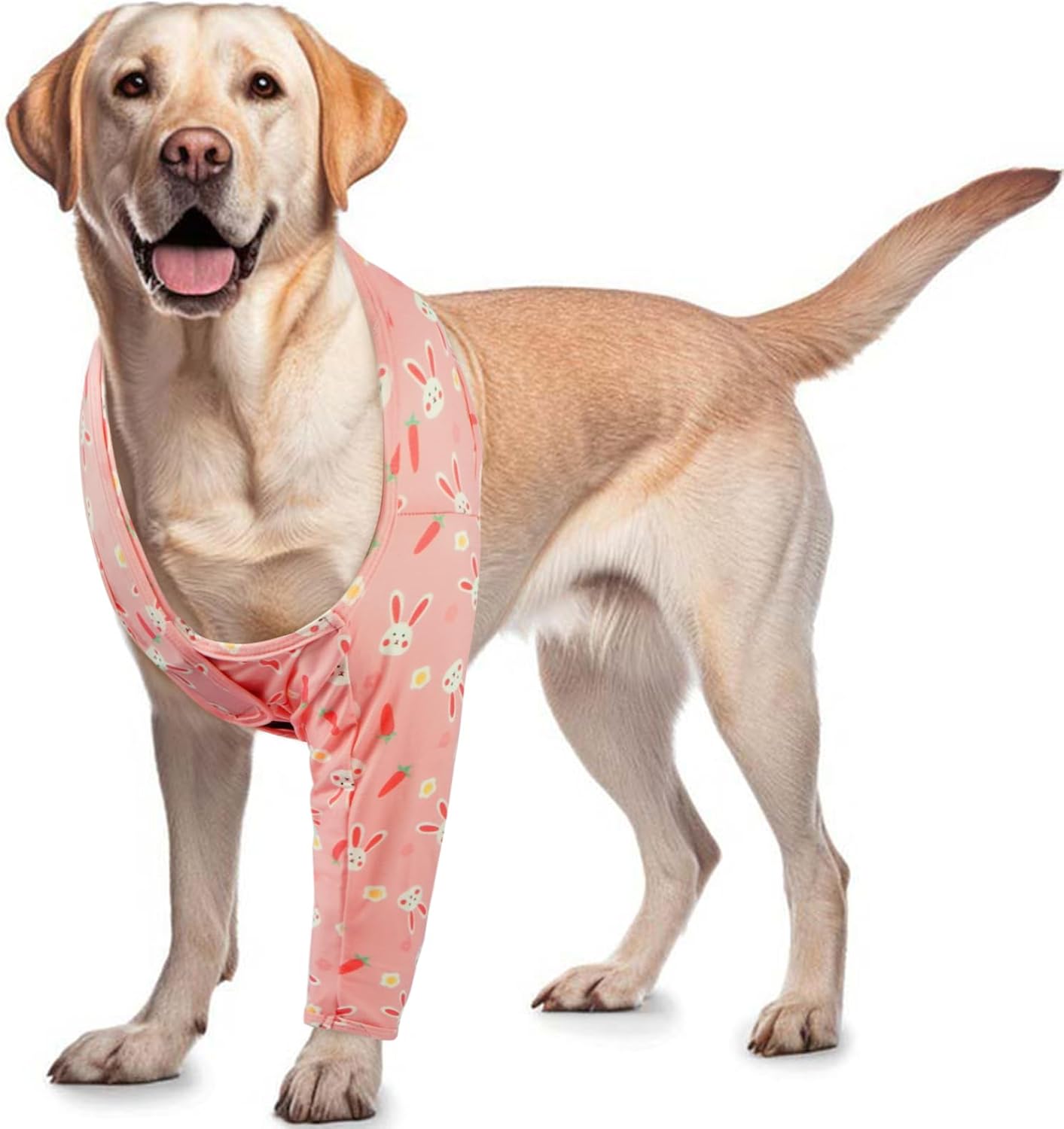 ROZKITCH Dog Leg Sleeve for Front Right Left Leg, Pet Prevent Licking Wound Elbow Knee Protector, Dog Recovery Suit Cone Collar Alternative for Sprain ACL CCL Arthritis Joint Care Rabbit 2XL