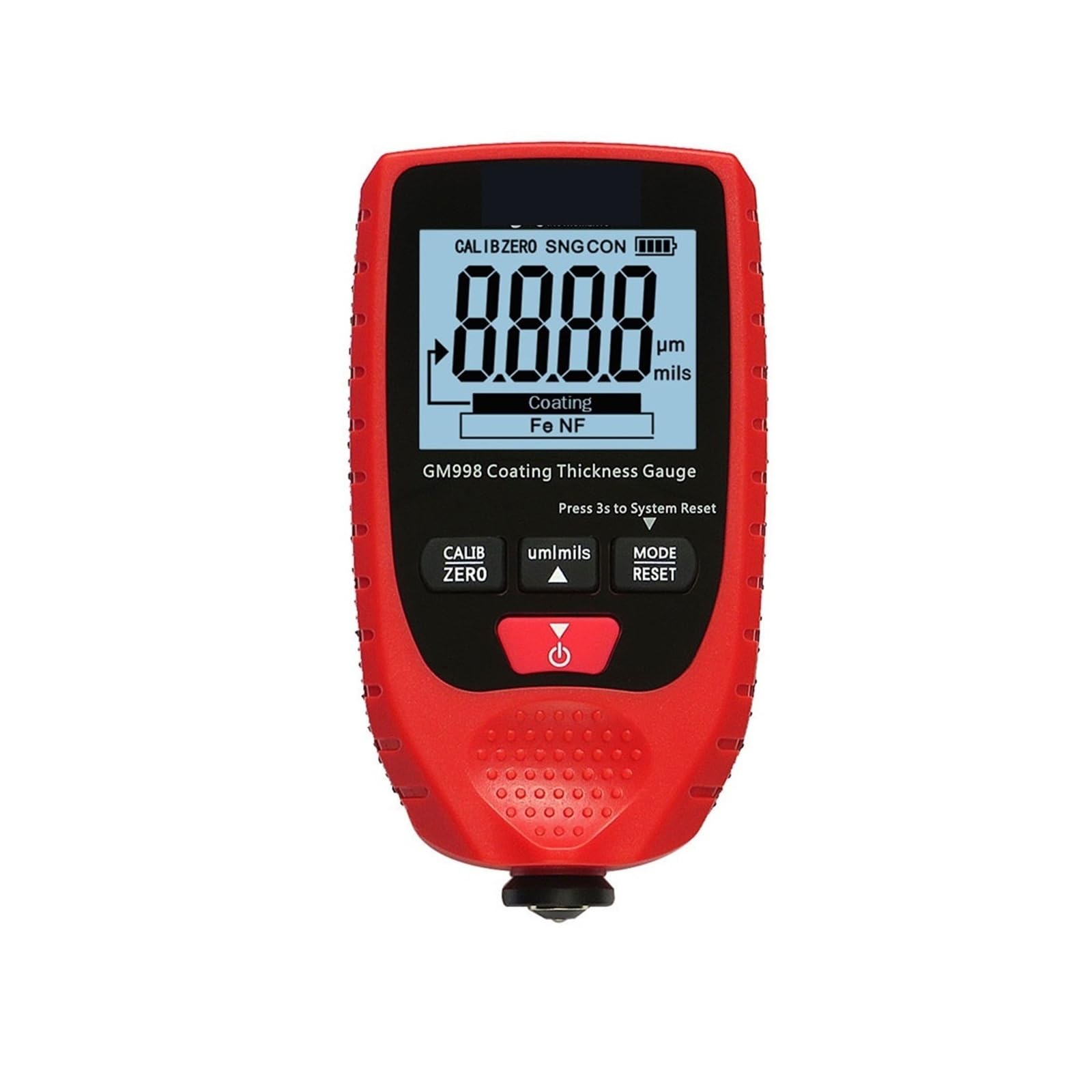 GM998 Miernik grubości folii podświetlanej Tester lakieru samochodowego Miernik grubości powłoki Przenośny miernik grubości lakieru(Red)