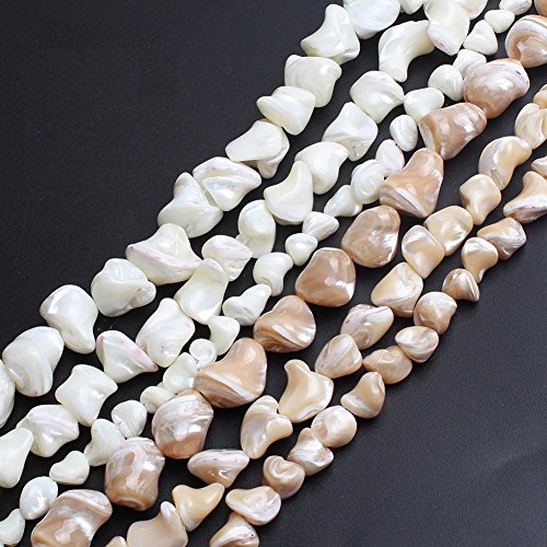 Image of HAAMIIQII 8x12mm Natural Freeform Brown Mother of Pearl Shell Beads Loose Gemstone Beads for Jewelry Making Strand 15 Inch (31-33pcs)