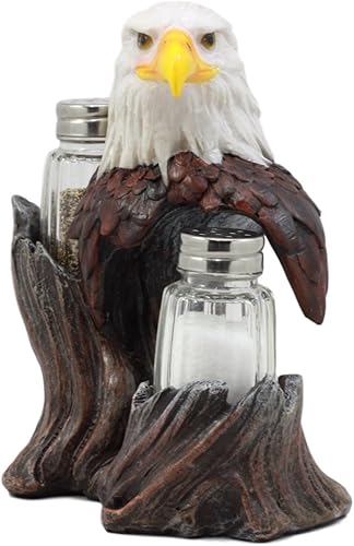 Miniatura 3 de Ebros Gift Patriótico Americano Águila Calva Salero y Pimentero Salero Estatuilla Decoración 7 "H Águilas Aves De Presa Rey De Los Cielos Alas De