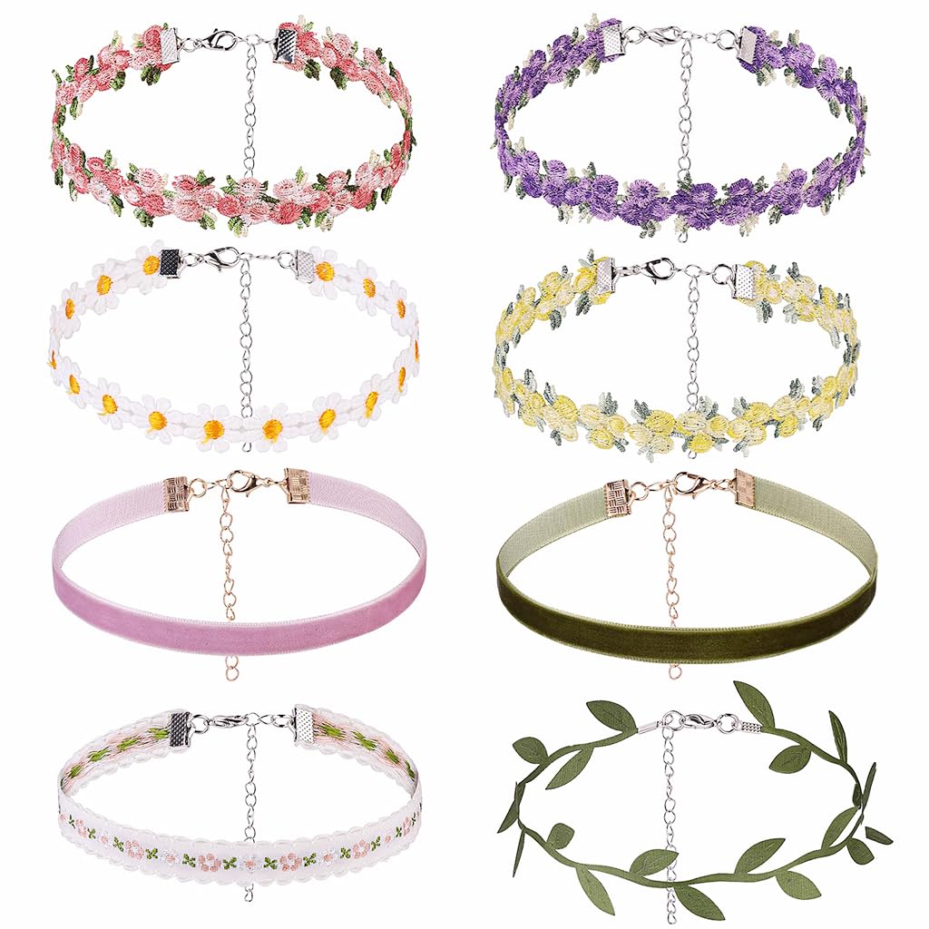 Venzina® 8pcs Floral Choker Necklace for Women, Choker Set for Women Lace Flower Chokers, Fashion Necklace Chokers for Girls, Gothic Daisy Chain Choker for Women Ladies Gift (B0DHS9V8BX) Amazon Price History, Amazon Price Tracker