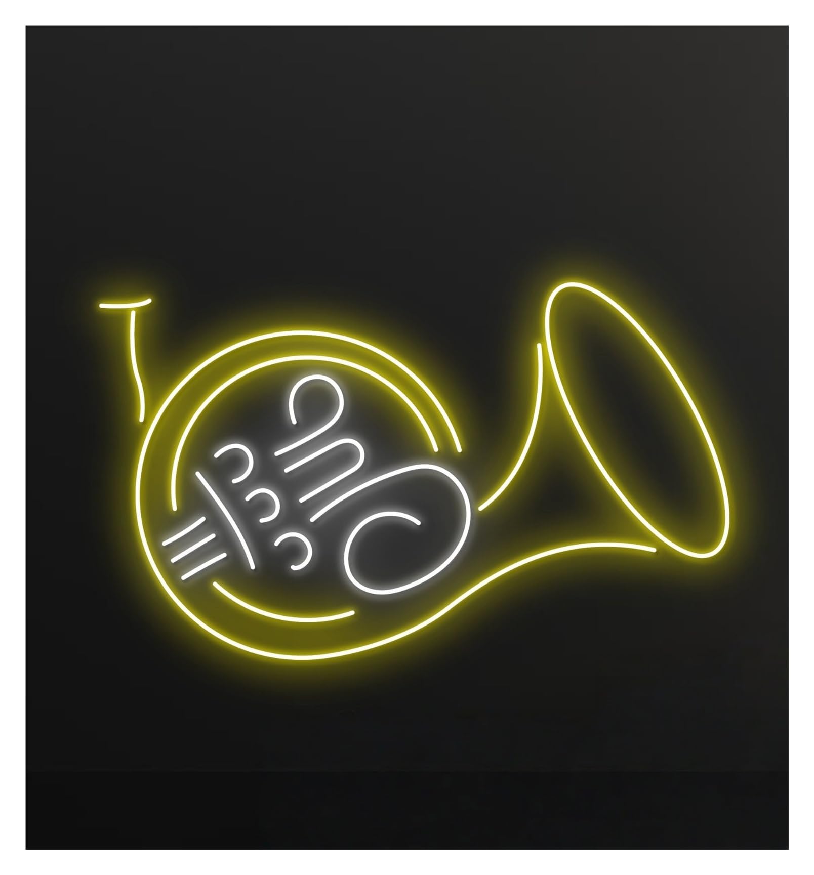 Rongch One Color Hanging Art Signs French Horn Neon Sign Led Lights Music Instrument Storefront Window Display Business Entrance 55Cm