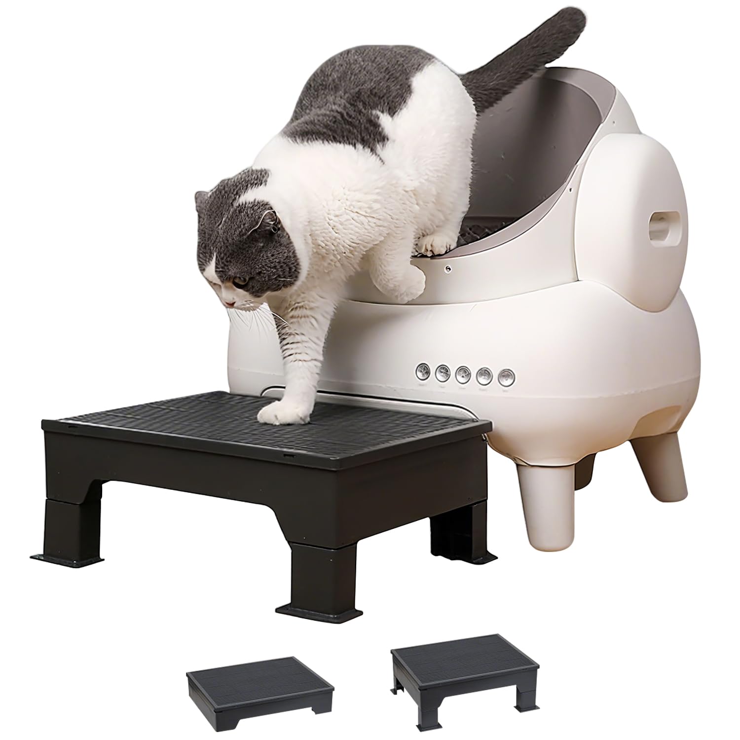 Photo 1 of PAKEWAY Cat Ramp for Litter Box – Adjustable Elevated Cat Step for Senior Cats, Kittens & Small Pets – Fits Automatic & High-Sided Litter Boxes – Non-Slip, Easy to Clean Litter Box Ramp