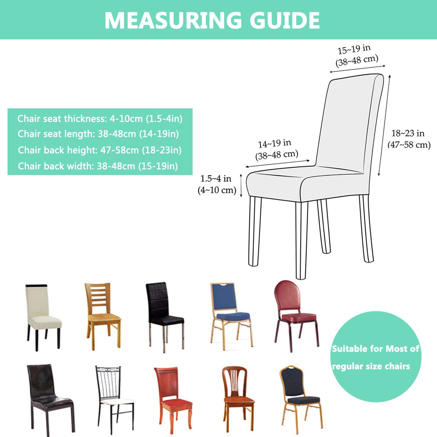 YOPOIY 2 4 6 Pack Stuhlhussen, Fest PU Leder Stuhlhussen für Esszimmerstühle Wasserdicht und ölfester Sitzschutz für Esszimmer Wohnzimmer Zuhause-Schwarz-6 STK