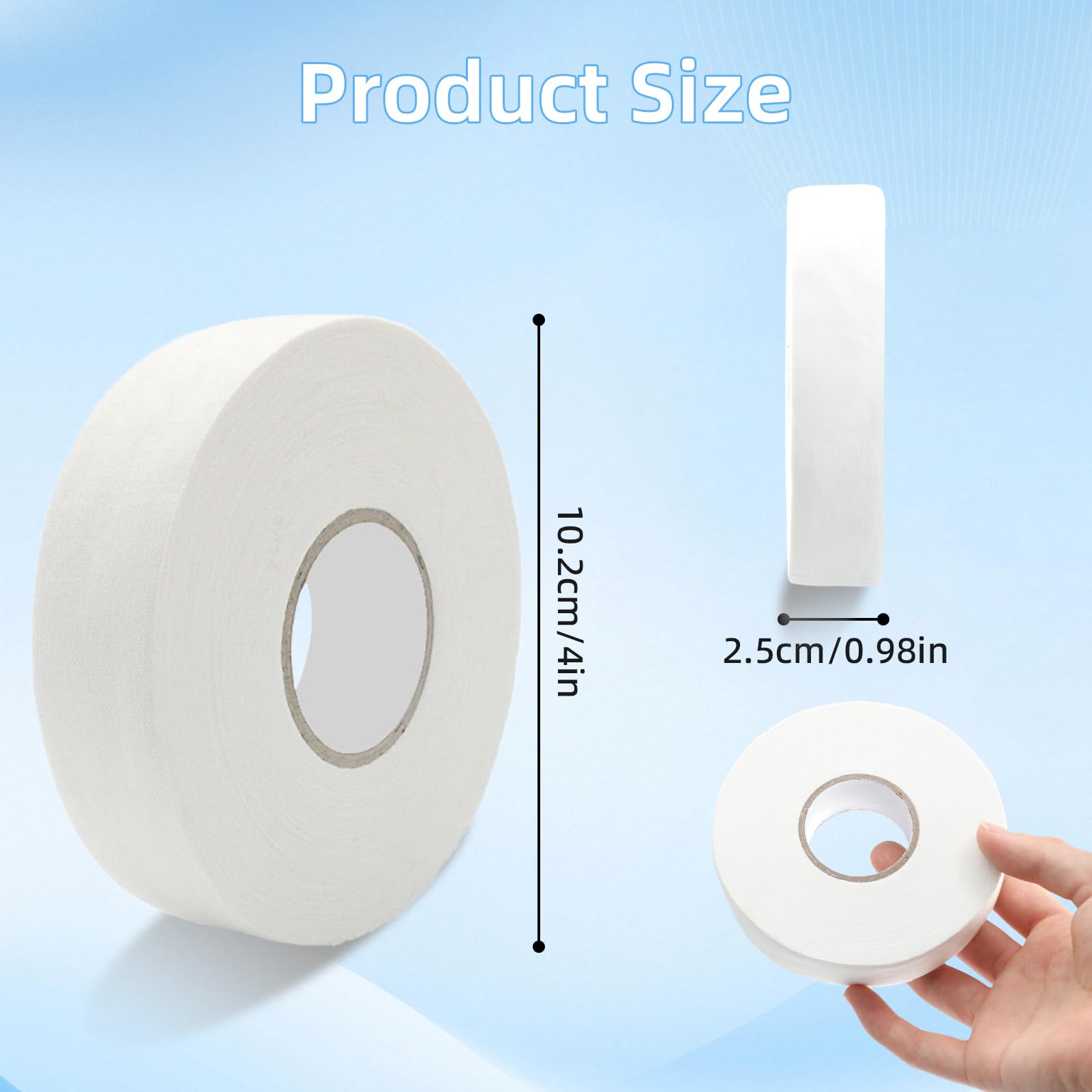 Nastro Hockey Nastro, Nastro di Presa per Sport, Nastri di Bastone di Hockey, Adesivo Sport Antiscivolo Tape, Nastro Adesivo Multisport per Hockey, Tennis, Golf e Pesca, Bianco, 25M x 2.5cm