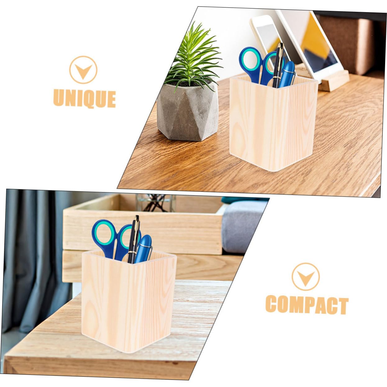 PRETYZOOM 16 Pz Barile di stoccaggio in legno organizer da scrivania con penna porta pennelli per trucco portamatite portapenne tazza della penna Portaspazzole porta di legno
