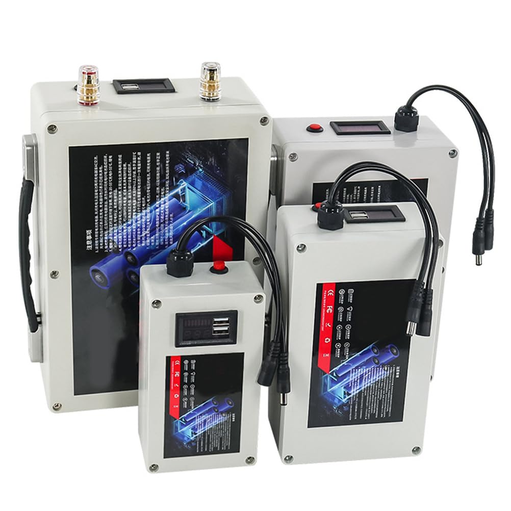 Batteria al Litio Ricaricabile da 12V, 10Ah, 15Ah, 20Ah, 30Ah, 40Ah, 50Ah, 60Ah, 80Ah, 100Ah, Pacco Batteria ad Alta capacità con caricabatteria e Display di Potenza.