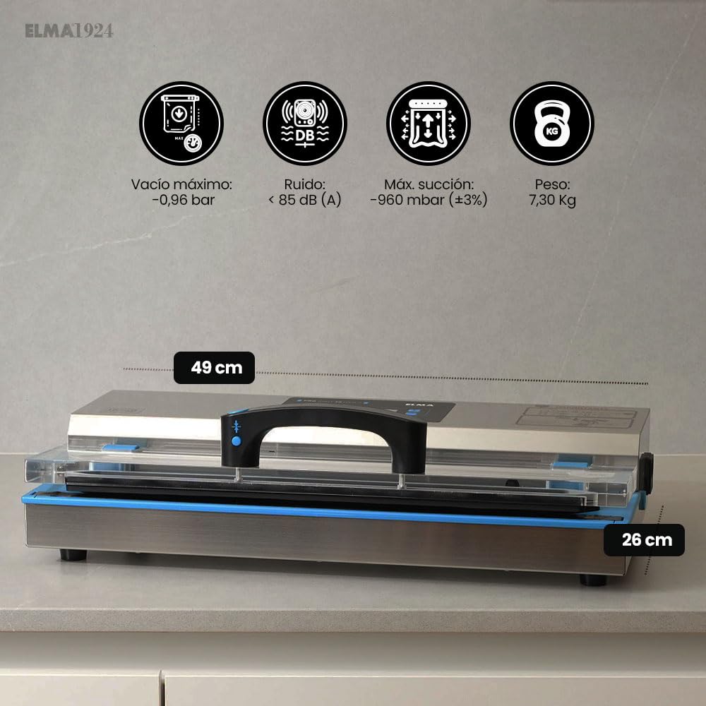 ELMA Envasadora al Vacío Profesional Digit 40 NEO II | 550W, Barra de Sellado 40 cm, Uso Intensivo, Conservación de Alimentos, Compatible con Recipientes Externos de Vacío