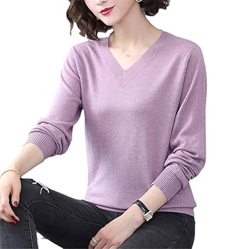 薄紫セーター 使用歴あり Amazon.co.jp: 秋春 V ネック長袖女性セーター無地ニット