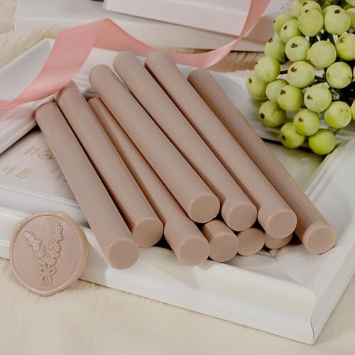 Miniatura 3 de 10 varillas de cera de sellado color gris pardo para pistola de pegamento, ideales para sellos de cera, perfectos para invitaciones de boda