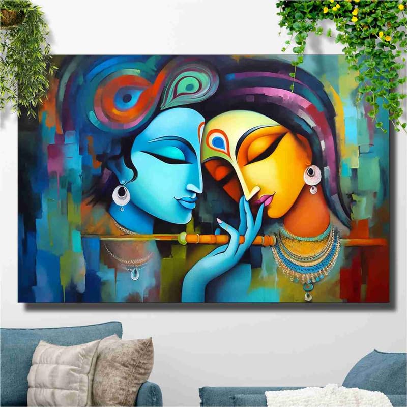SAF paintings Unframed Rolled Art Print||Radha Krishna Canvas Wall Art Print for Home Décor And Office||Unframed canvas Painting For Wall decor||Home wall and Office Interior CR-60