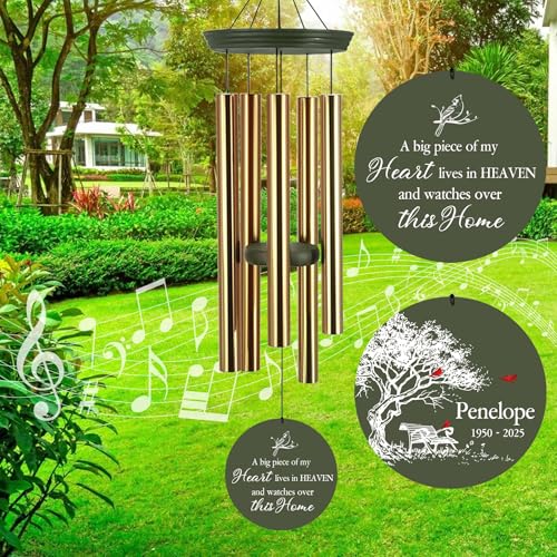 Image of ASTARIN Personalized Wind Chimes Memorial, 30 /36 in Cardinal Memorial Wind Chimes, Life Tree Custom Sympathy Gifts in Loving Memory of Mom /Dad, Wind Chime for Loss of Loved Ones(Produced in Texas)