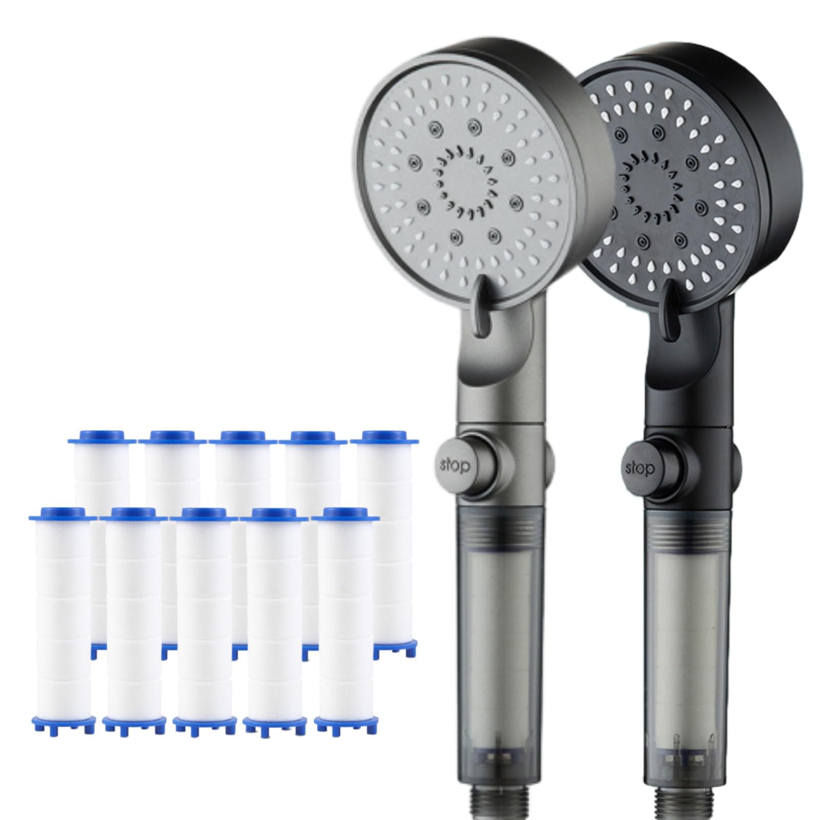 Alcachofa de ducha de alta presión UK – 5 pulverizadores M filtrados de mano con diseño de ahorro de agua para baja presión y agua dura, fácil instalación (2 unidades)