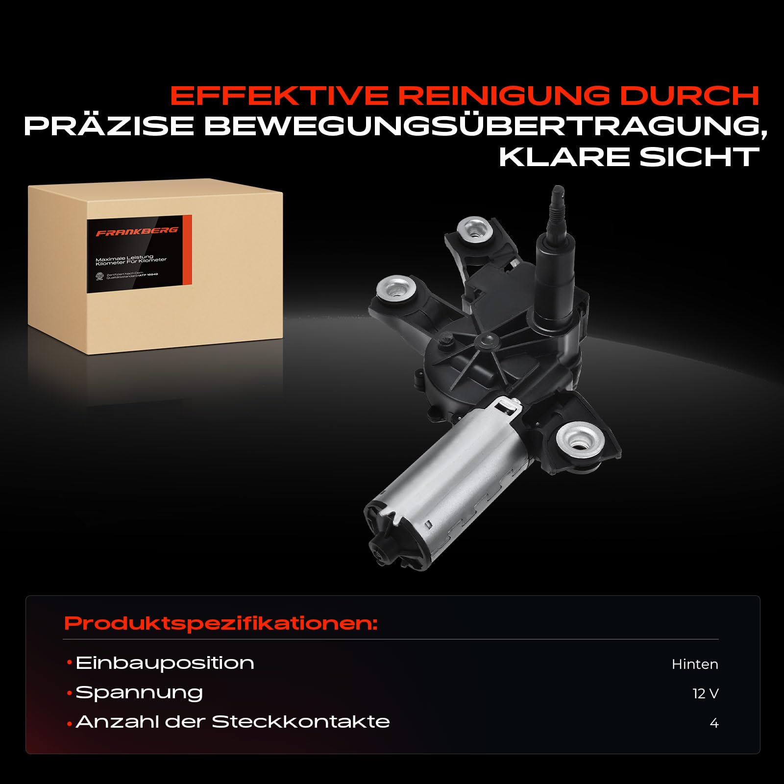 Frankberg Wischermotor Hinten Kompatibel mit Golf P-a-s-s-a-t T-i-g-u-a-n 1.4L-3.6L Schrägheck Kombi Stufenheck SUV 2003-2015 5N0955711A