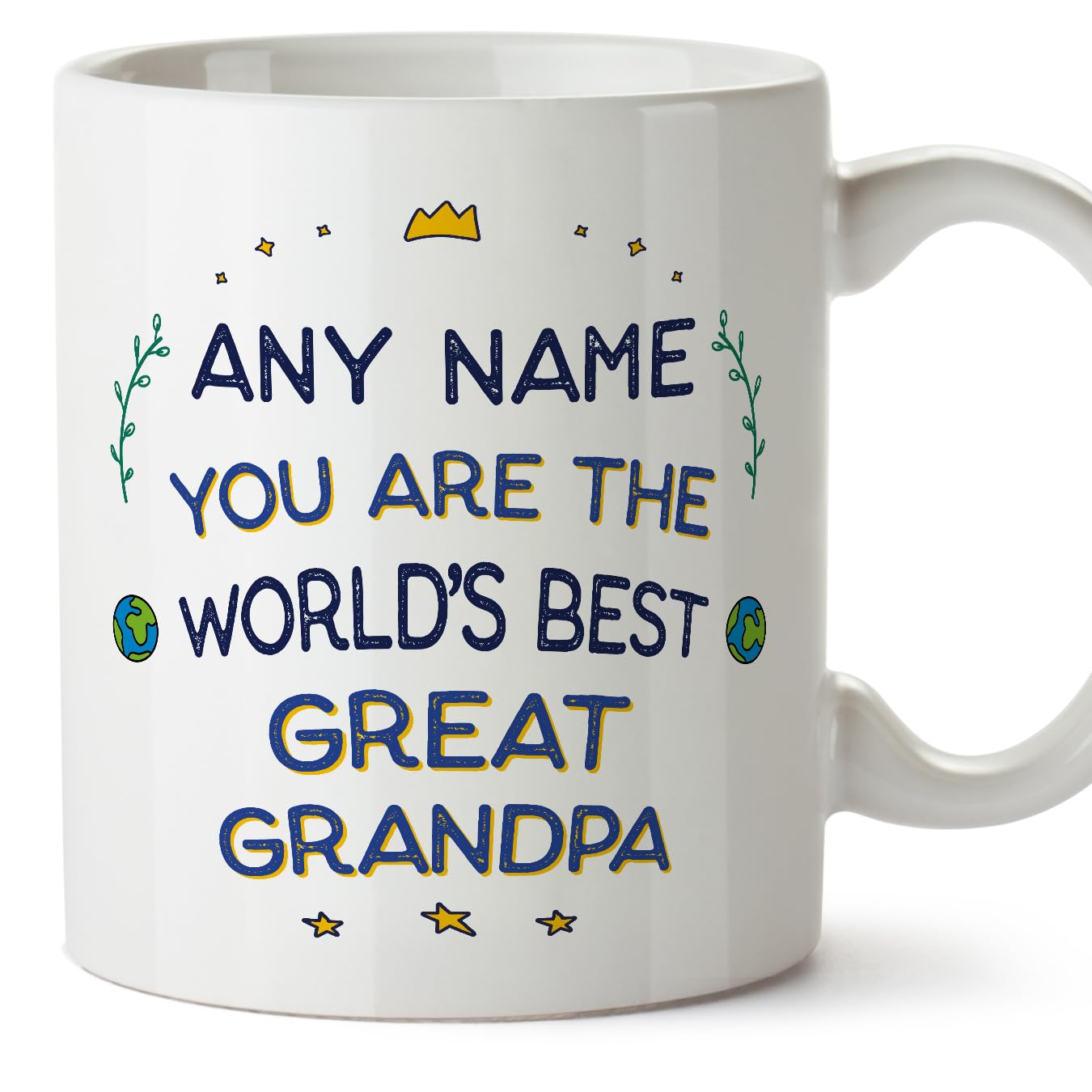 MUGFFINS Personalised Mug for Great Grandfather/Great Grandpa - in English - World's Best - Funny Custom Gift - Ceramic 11oz Mug