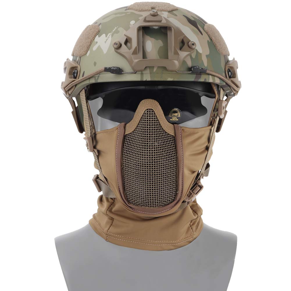 Tattico Airsoft Paintball Viso Completa Maschera in Acciaio Poliestere Balaclava Caccia CS Maschera Ciclismo Protezione Casco Fodera