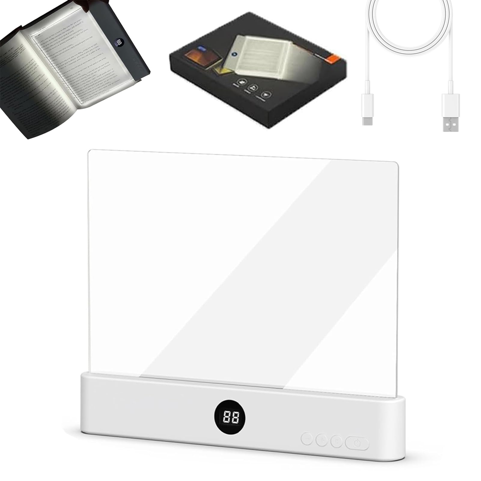 Luz LED para libros de lectura de página completa antirreflejos