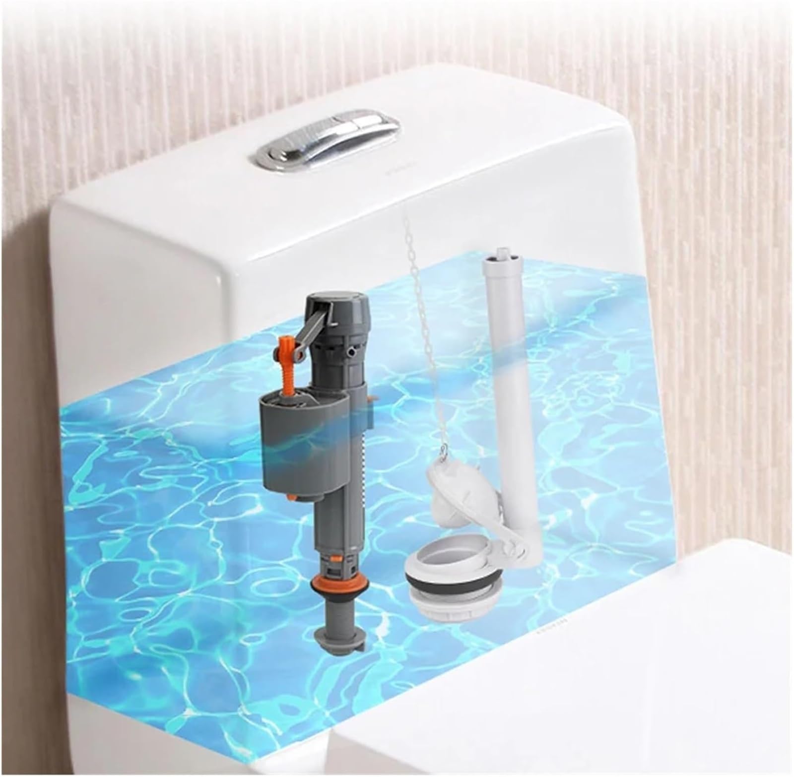 Piezas de Tanque de Inodoro Cisterna Válvula de llenado Botón de Descarga, Accesorios de Agua Kit de Entrada de Inodoro Kits de admisión de Ahorro Repuesto 1 Pieza
