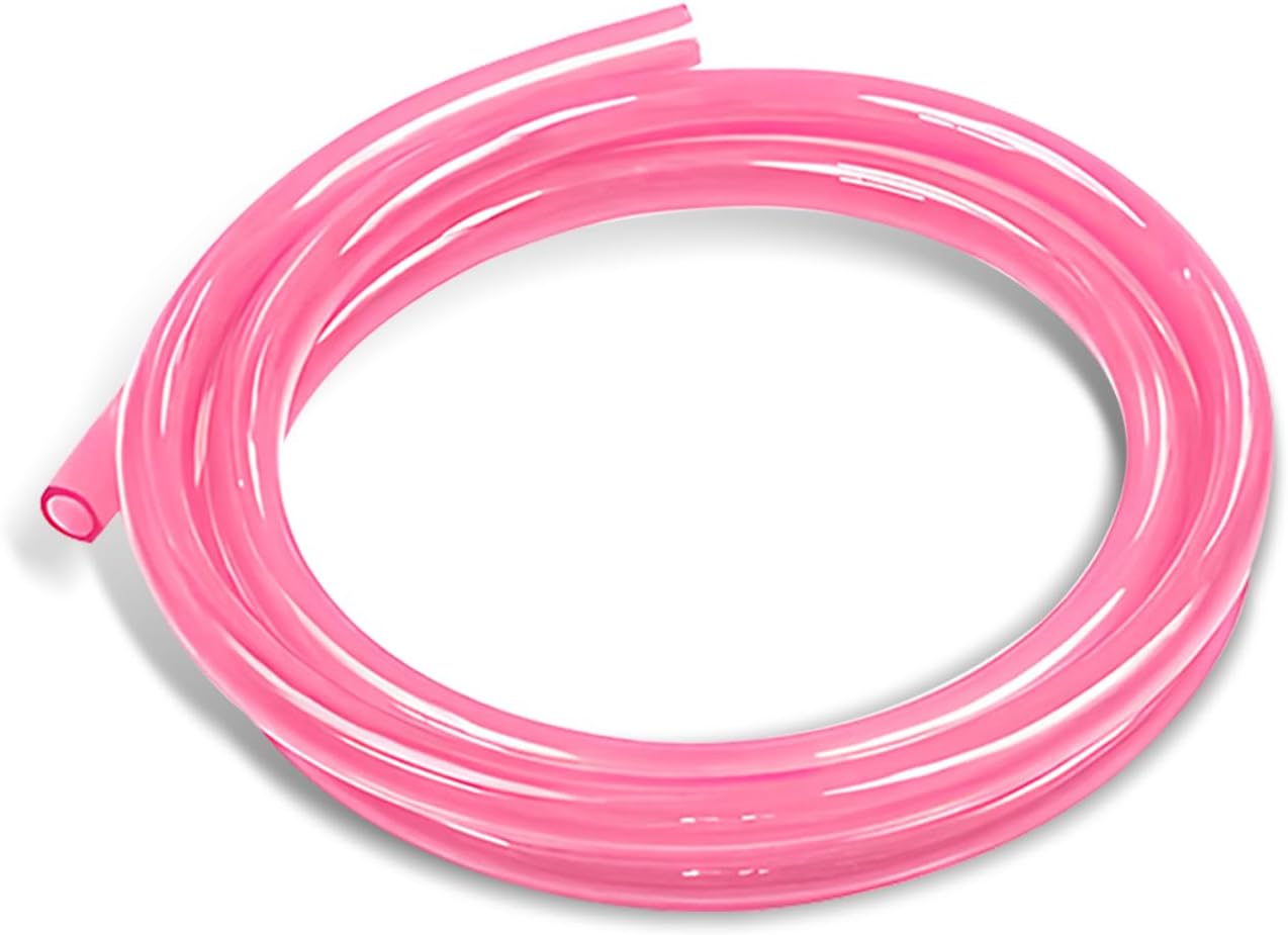 Motorcycle Carburetor Fuel Pipe, 118.11" Long 0.2" ID 0.31" OD Flexible High Temperature Resistant Rubber Hose, Waterproof Modified Plug-in Pipe, Universal for Motorcycle ATVs (Pink)