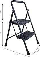 Vista 5 de Elevon Taburete plegable con pedal antideslizante ancho, escalera de acero resistente de 330 libras, 2 escalones