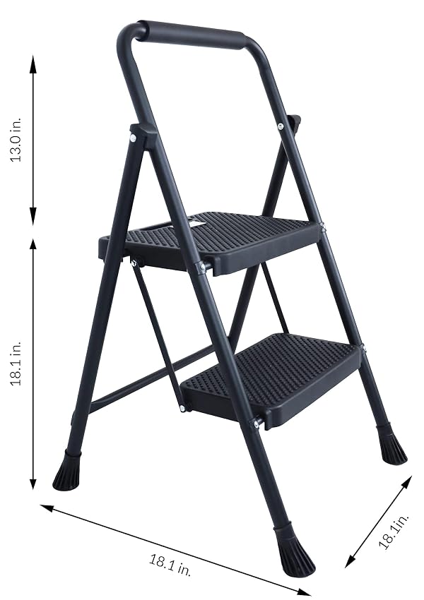 Elevon Folding Step Stool with Wide Anti-Slip Pedal, ​330​lbs Sturdy Steel Ladder, 2-Step by Elevon - Image 5