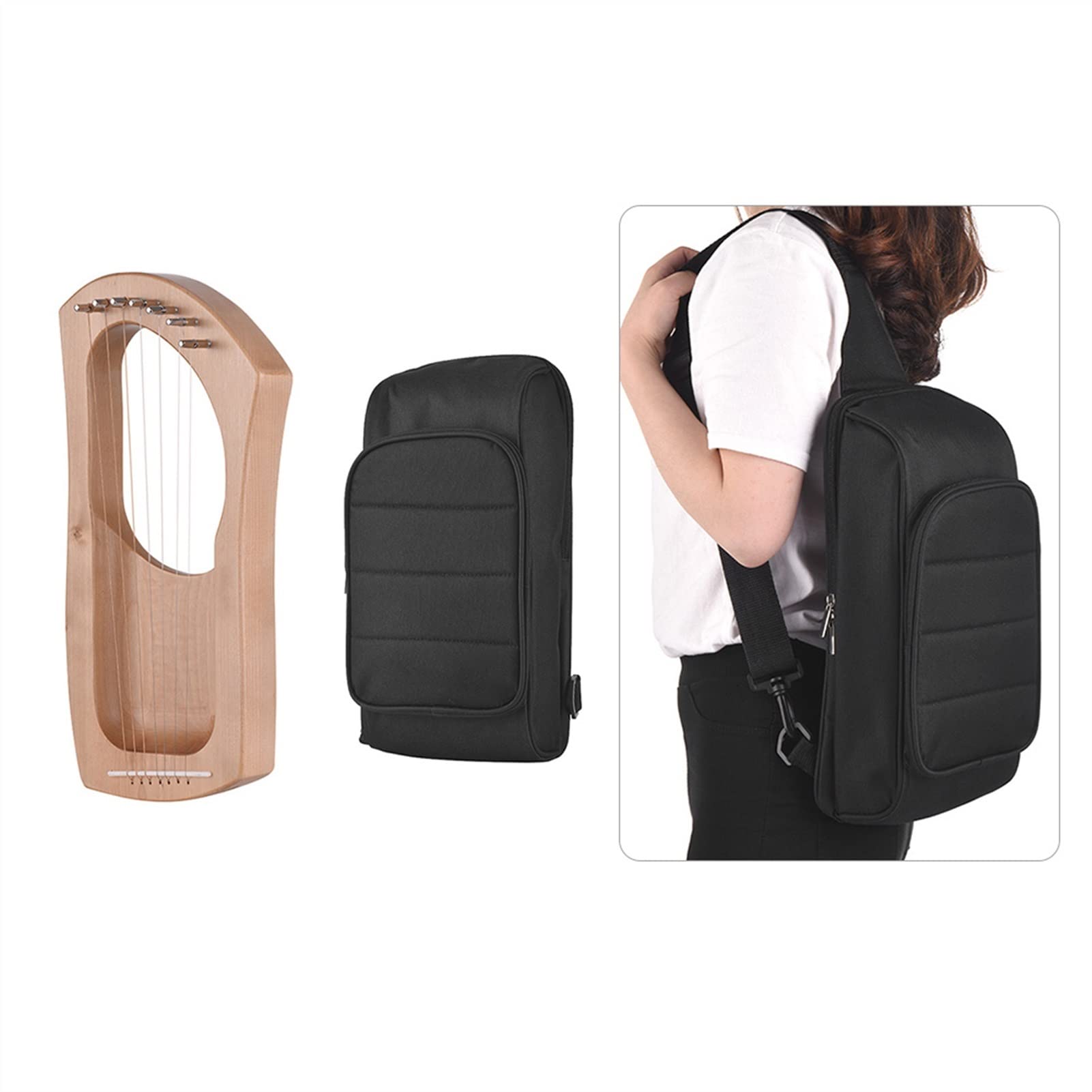 7-strunowa drewniana lira harfa struny z litego drewna brzozowego instrument strunowy z torbą do przenoszenia instrumenty harfowe,Harfa