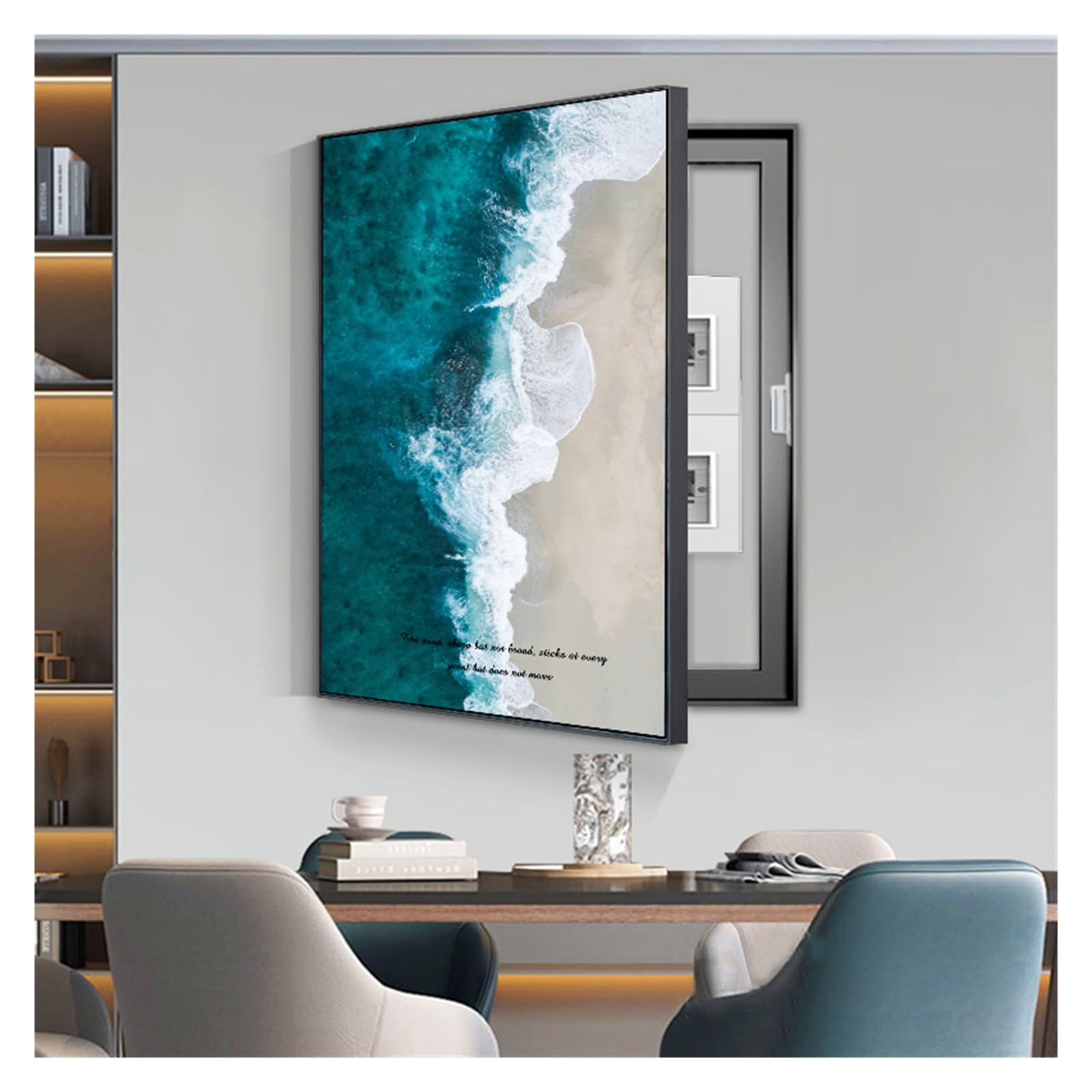 Pittura Decorativa Appesa Coperchio di Blocco della Scatola Elettrica Hoom Soggiorno Arte Murale Poster con Cornice(Blue,50x70cm)