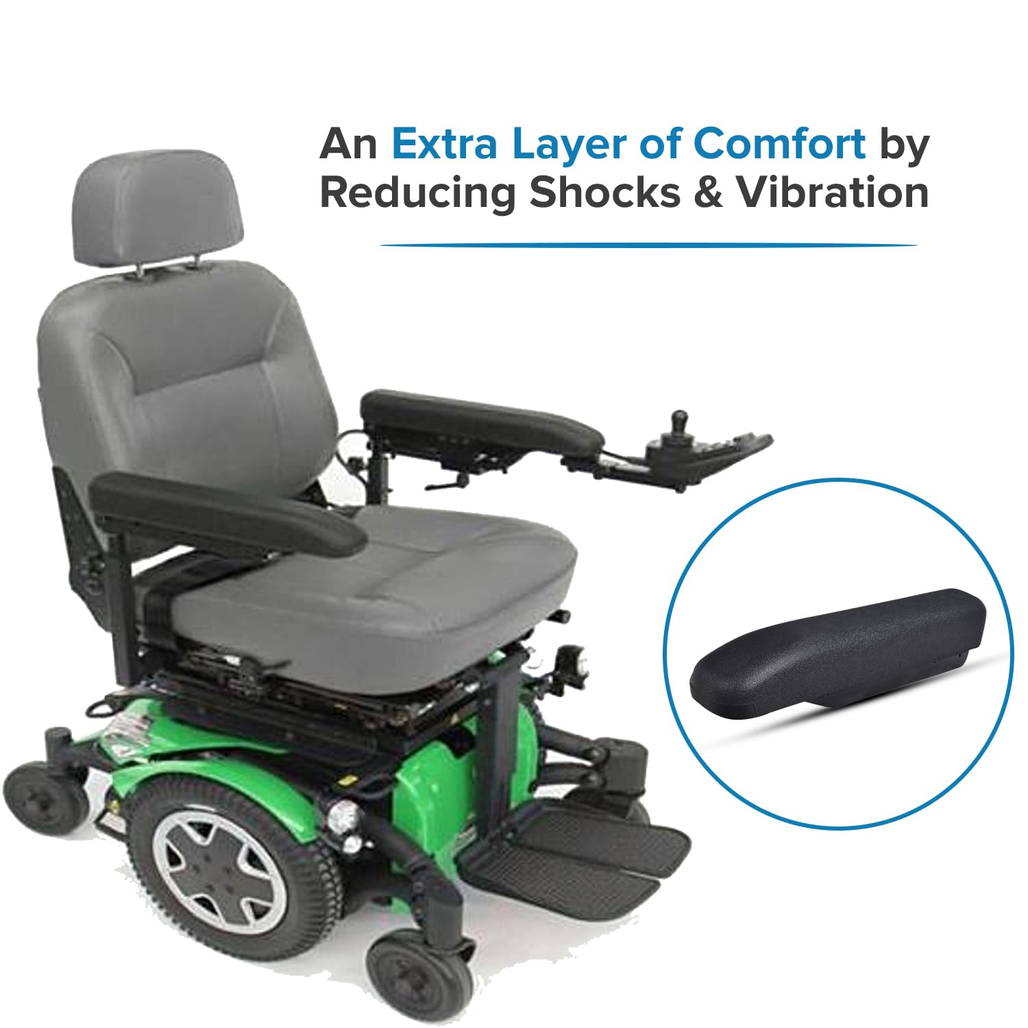 AlveyTech Almohadilla de apoyabrazos de uretano de longitud completa para sillas eléctricas Invacare