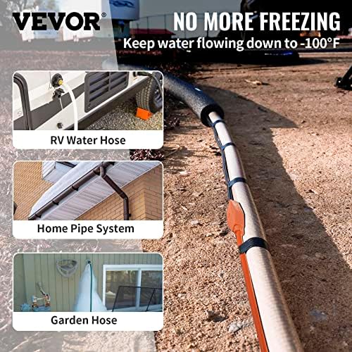 VEVOR Pipe Heating Cable, 9-feet 7W Heat Tape for Pipes with Built-in Thermostat, Protects PVC Hose, Metal and Plastic Pipe from Freezing, 120V