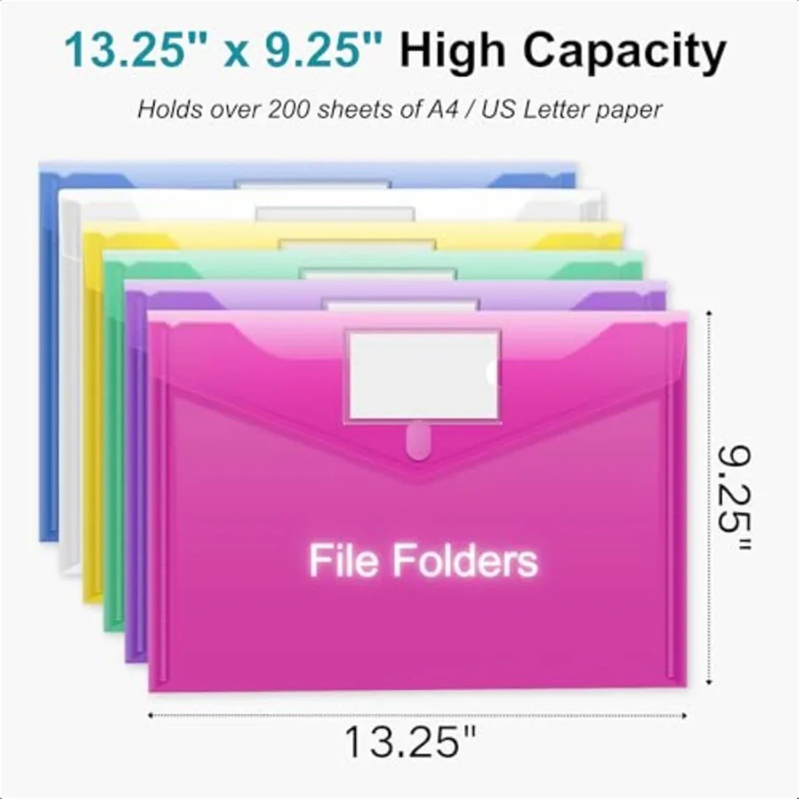 Buste in plastica Confezione da 24 buste formato A4 Lettera Portadocumenti trasparenti Cartelle portadocumenti con etichette Tasche impermeabili for scuola, casa, ufficio