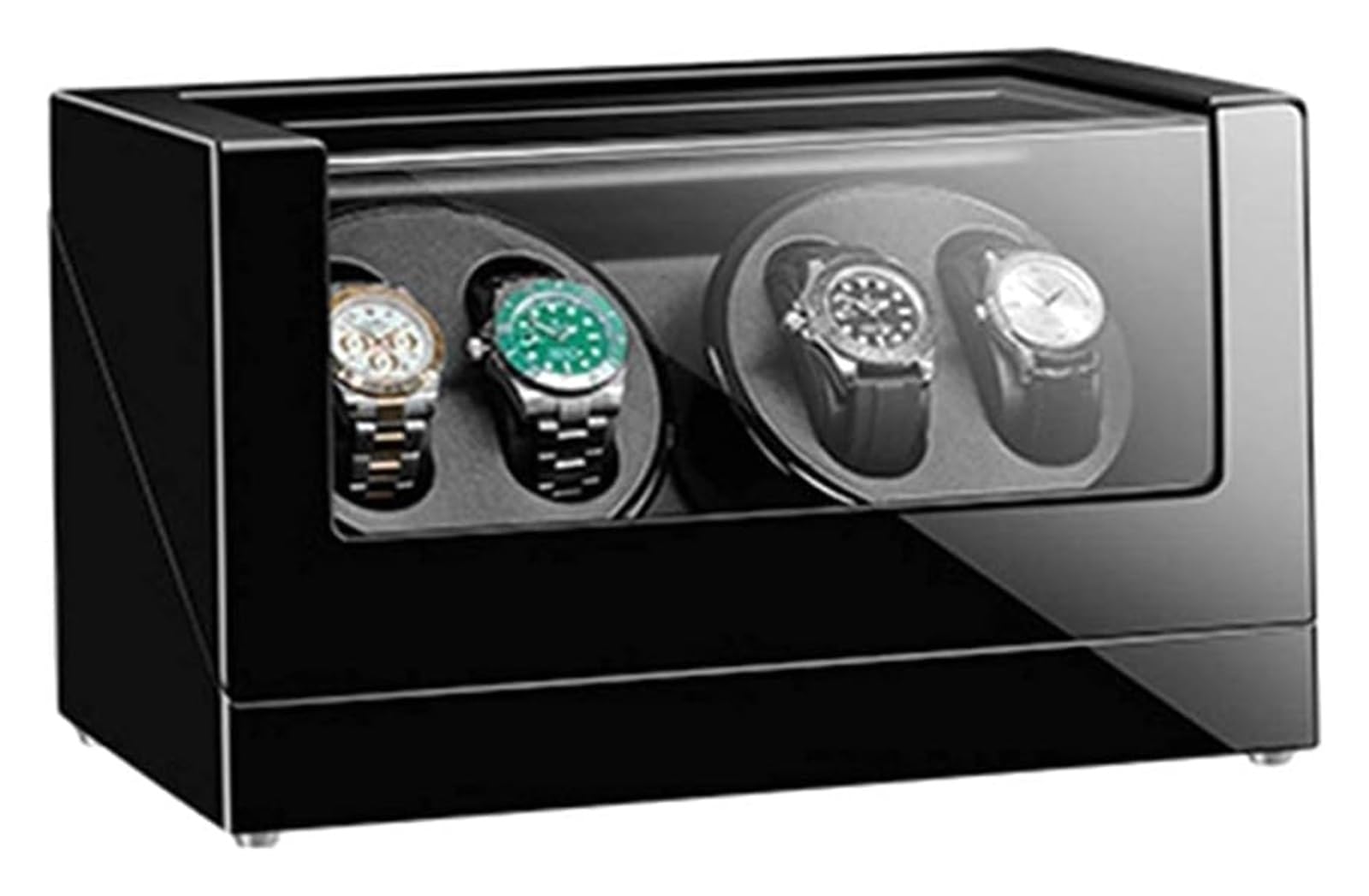Automatischer Uhrenbeweger mit 4 Funktionen für Automatikuhren, Holzoptik, Klavierlack-Finish, leiser Motor, 4 Rotationsmodi, geeignet für Damen- und Herrenuhren