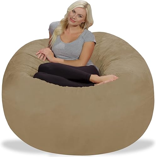 Miniatura 72 de Chill Sack Puf - Sillón gigante de espuma viscoelástica de 5 pies, sofá grande con funda de microfibra suave, color negro ónix Micro Gamuza - Negro