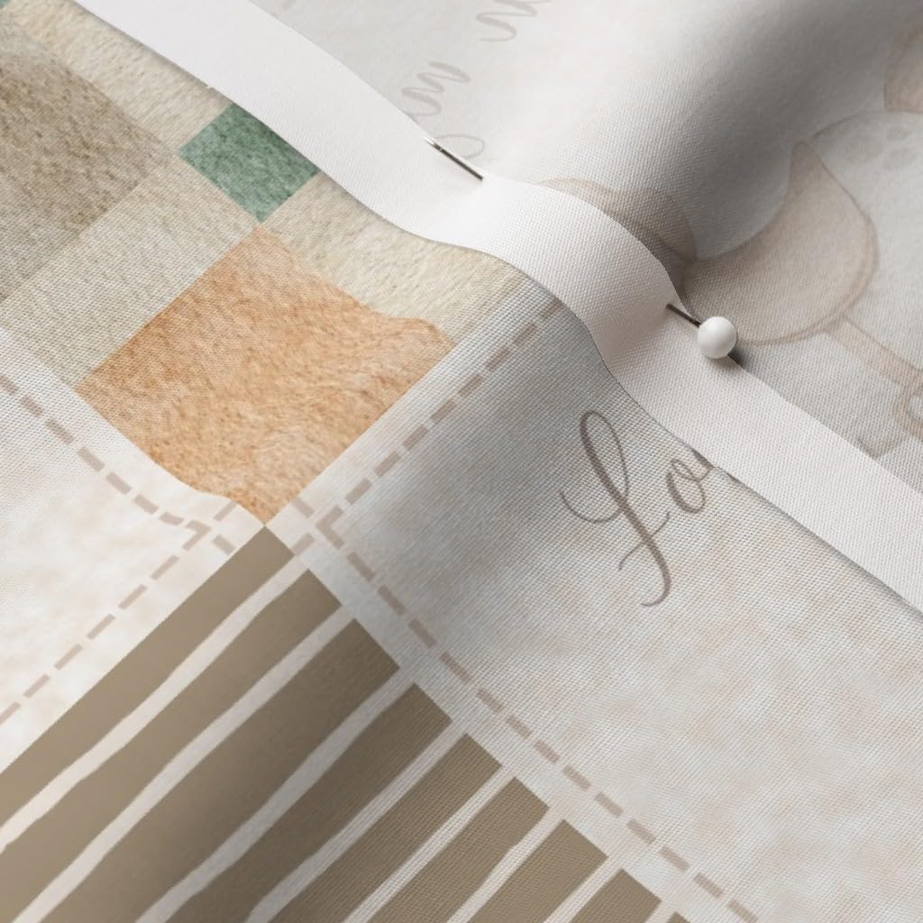 Spoonflower Fabric - Neutral Baby Cheater Quilt Beige Blocks Nursery Gender Wholecloth Printed on Cotton Poplin Fabric by The Yard - Sewing Shirting Quilting Dresses Apparel Crafts