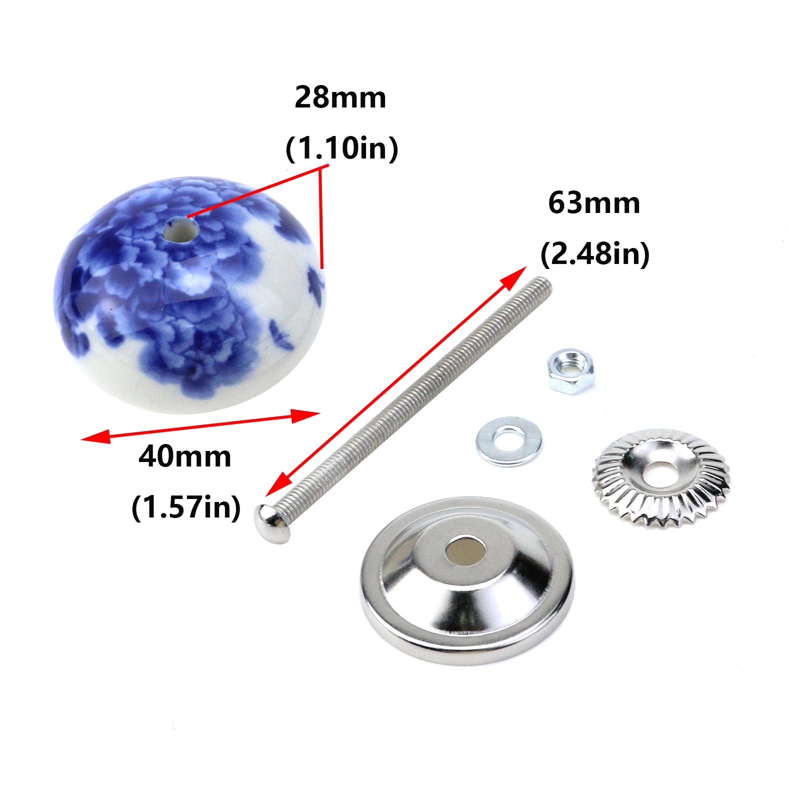 Amazon.co.jp: セラミックドアノブ 5個 ヴィンテージブルー&ホワイト