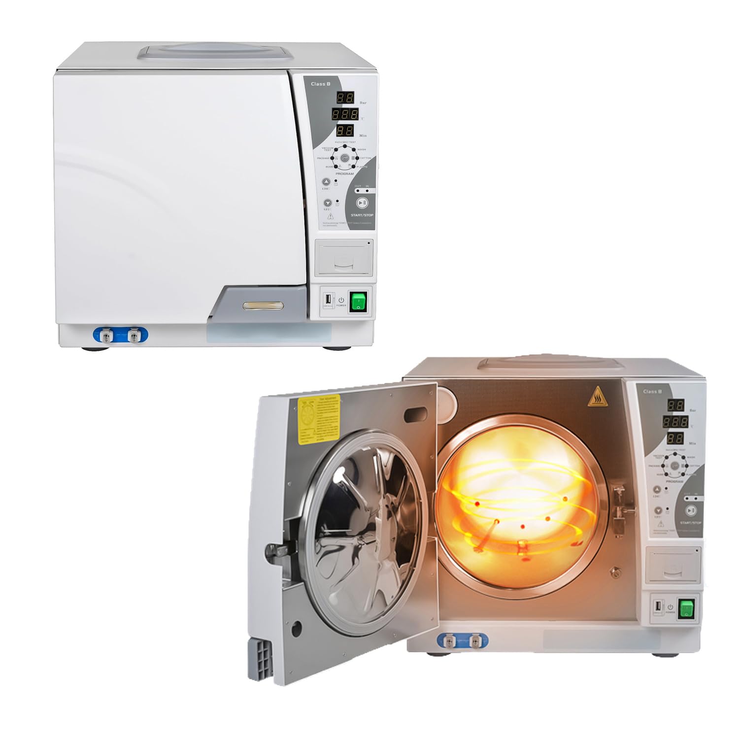 BONEW-Oral Class B Autoklave 18L/23L Dampfsterilisator, vollautomatische Trocknungsfunktion, Temperatur der Sterilisation um 3 Mal einstellbar, Vor-Vakuum mit Wassertank, Drucker, USB-Anschlüsse (18L) | Autoklaven