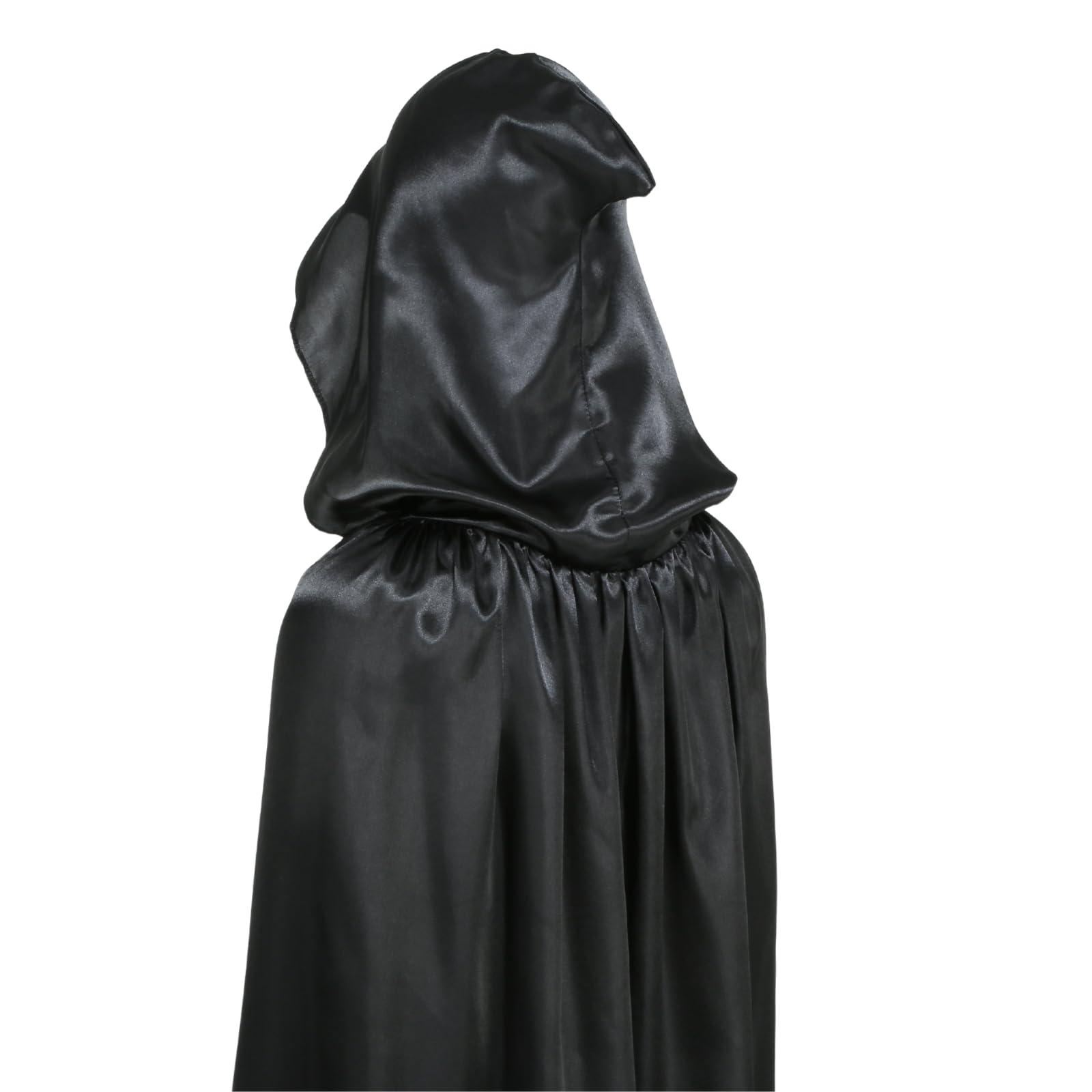 RRCBMD Adult Satin Hooded Cloak Unisex Long Black Cape with hood Ponchos Women Men Halloween Cosplay Cloak Costume 66.9Inch - Image 4