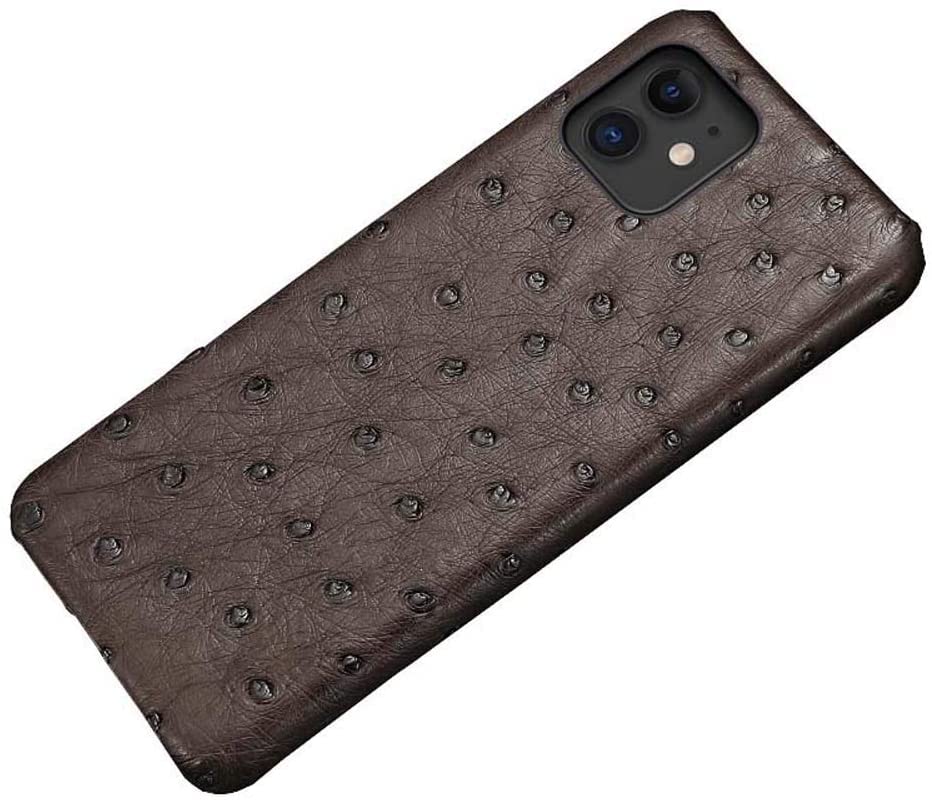 Étui cuir d'autruche iPhone 12 marron, finis les écrans brisés