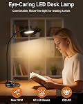 Desk Lamp,Eye-Caring Dimmable Bedside lamp with Dual USB Charging Port, 5 Light Modes & Stepless Dimming, 1400LM Desk Light with Flexible Neck for Home, Office, Bedroom, Reading, Work, Study,12V 2A