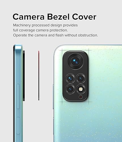 Miniatura 6 de Ringke Estilo de cámara compatible con Redmi Note 11, protector de borde de lente de cámara trasera, marco de aluminio resistente, cubierta adhesiva