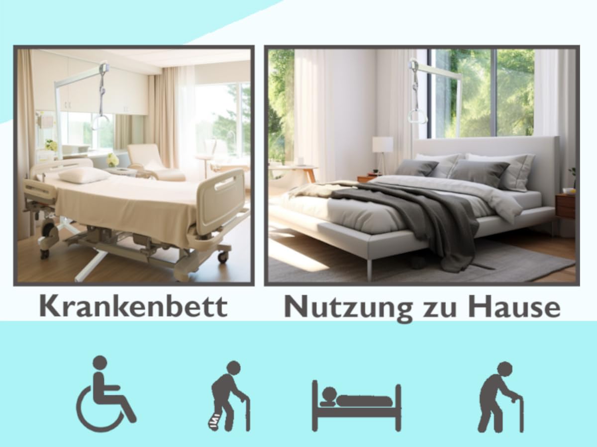 FabaCare Bettgalgen mit Trapezgriff, Mobile Aufstehhilfe, Aufrichthilfe für Bett, verstellbare Griffhöhe, Bettgriff, Bettaufrichter bis 100 kg